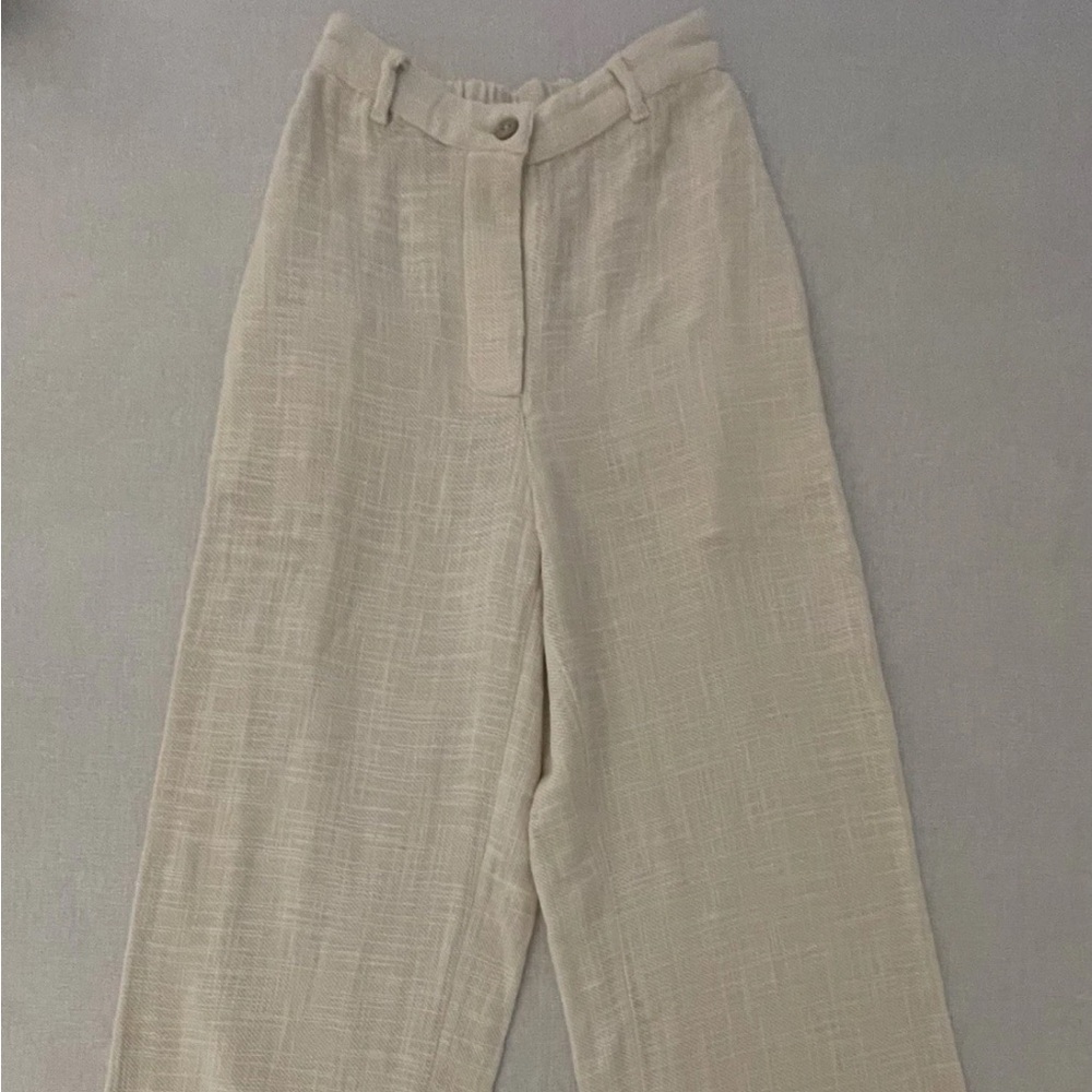 Free People Textured Cream Trousers